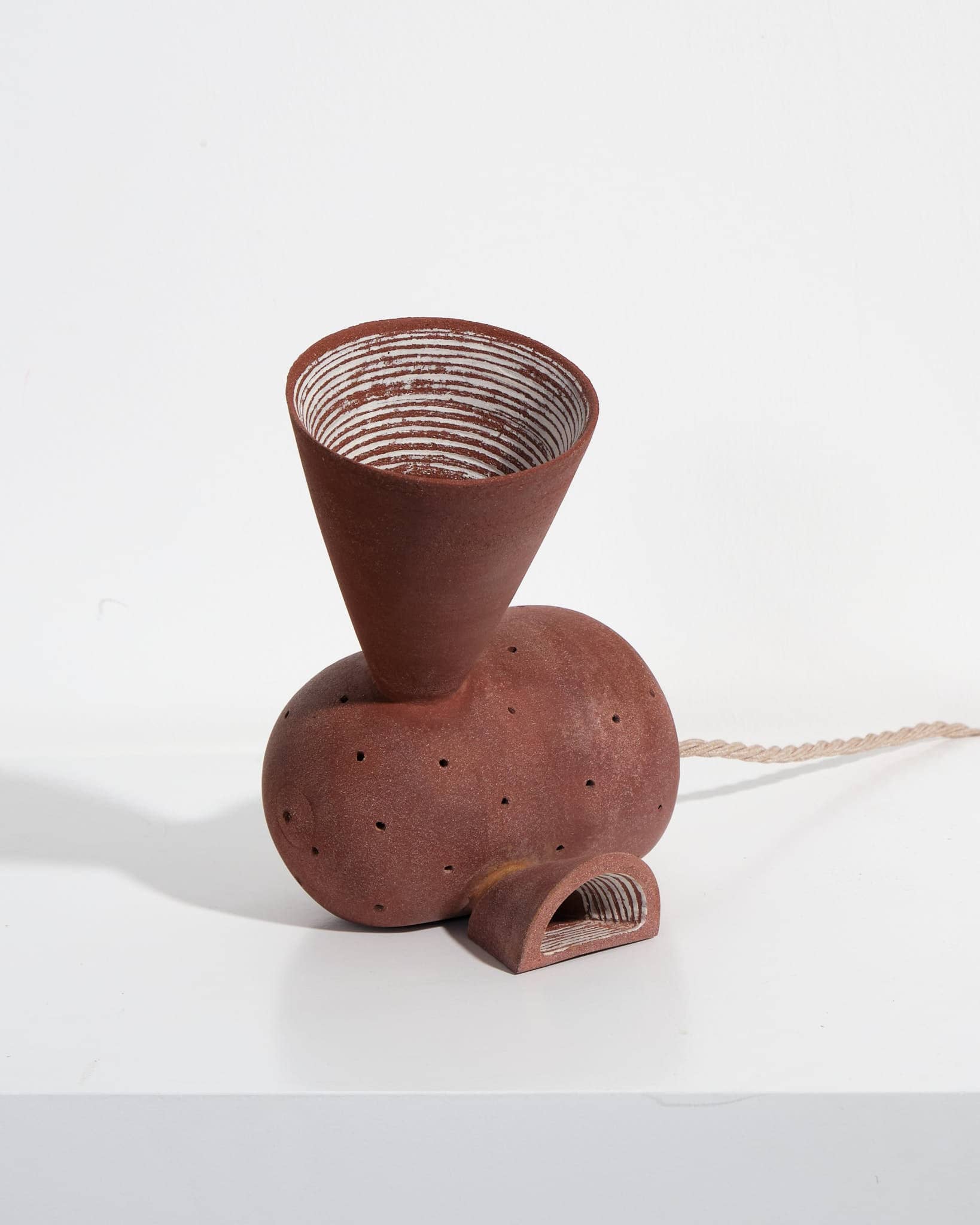 Small Red Table Lamp with Wedge