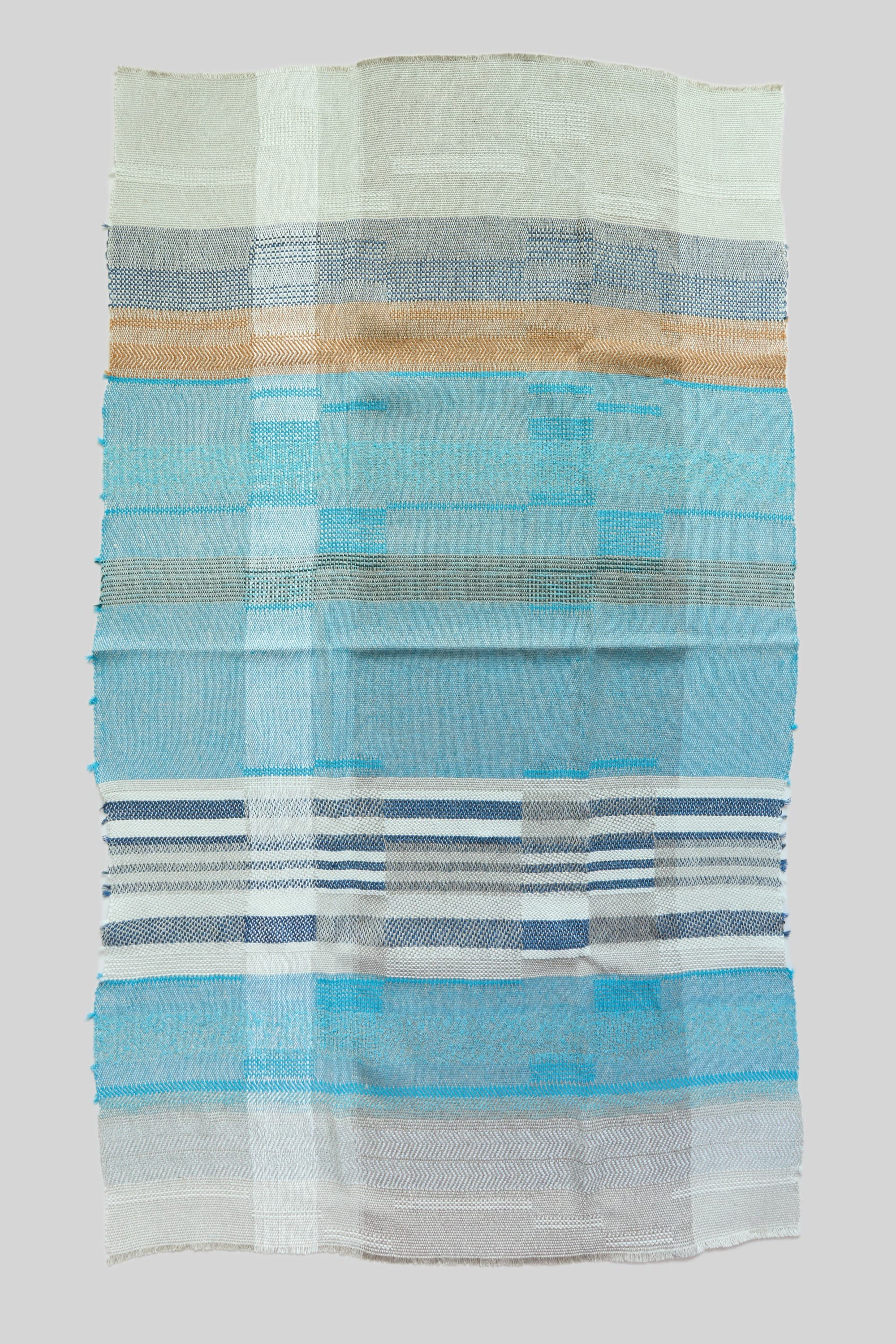Handwoven throw - Petrol Blue and Rust