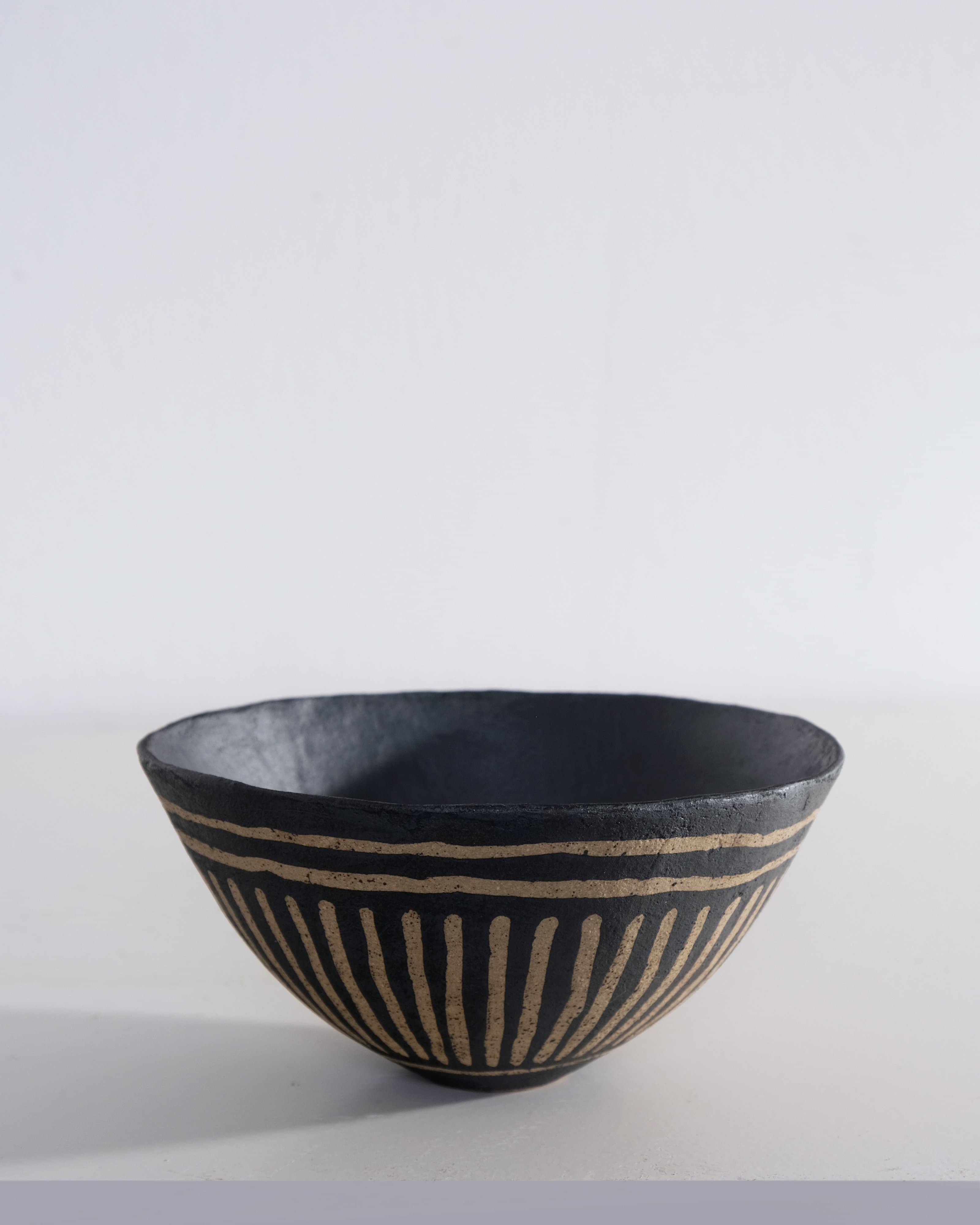 Decorative Resist Brushwork Bowl (Light Double Stripe)