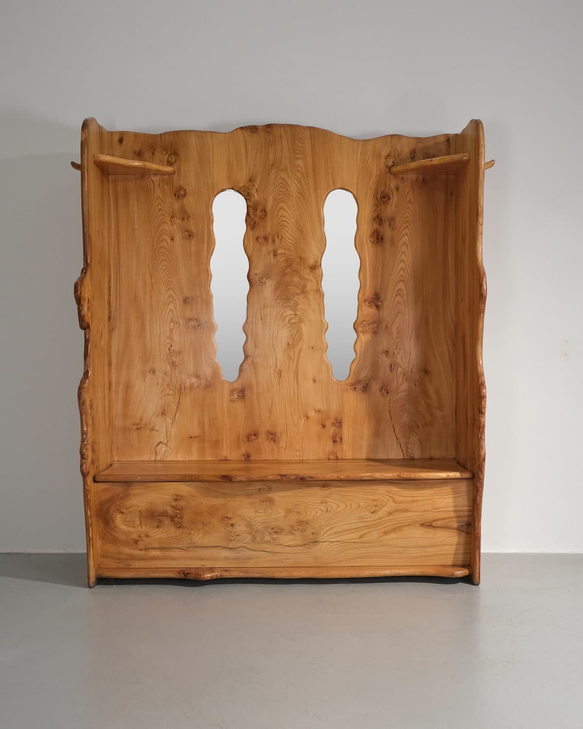 Settle Storage Bench with Mirrors, Shelves and Coat Hooks