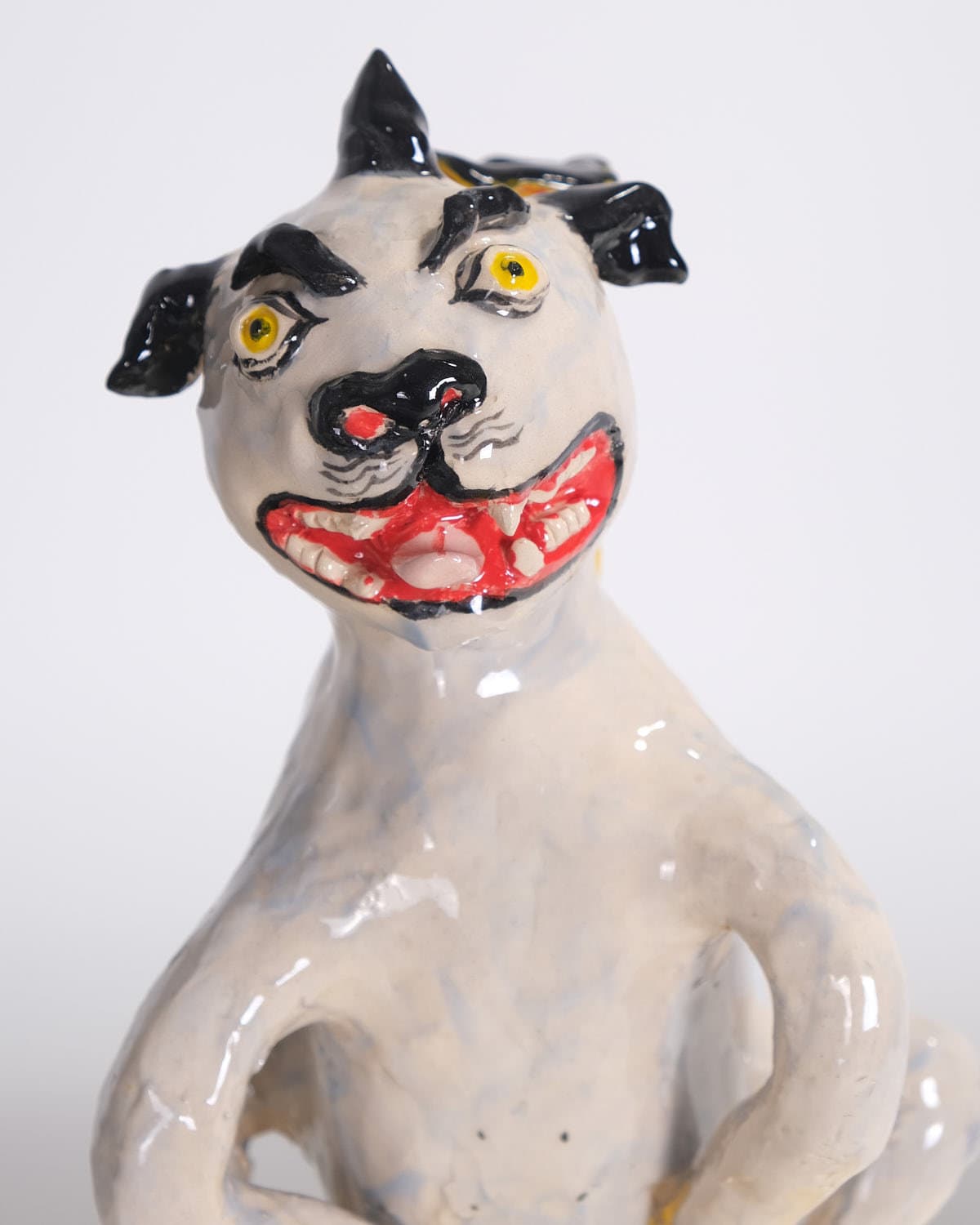 Grey Foo Dog Candleholder (Round Base)